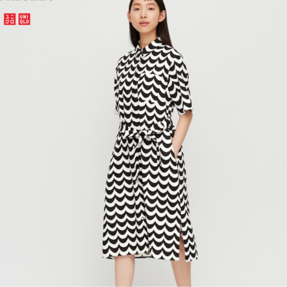 Marimekko x Uniqlo Black White Dress Size S